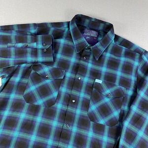 DIXON FLANNEL COMPANY BOREALIS Plaid Long Sleeve Snap Button Shirt Men's 2XL